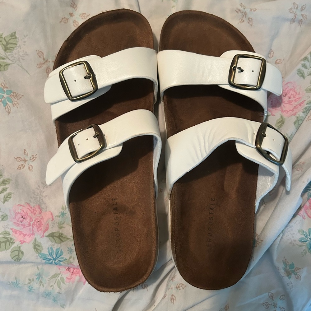 white sandals